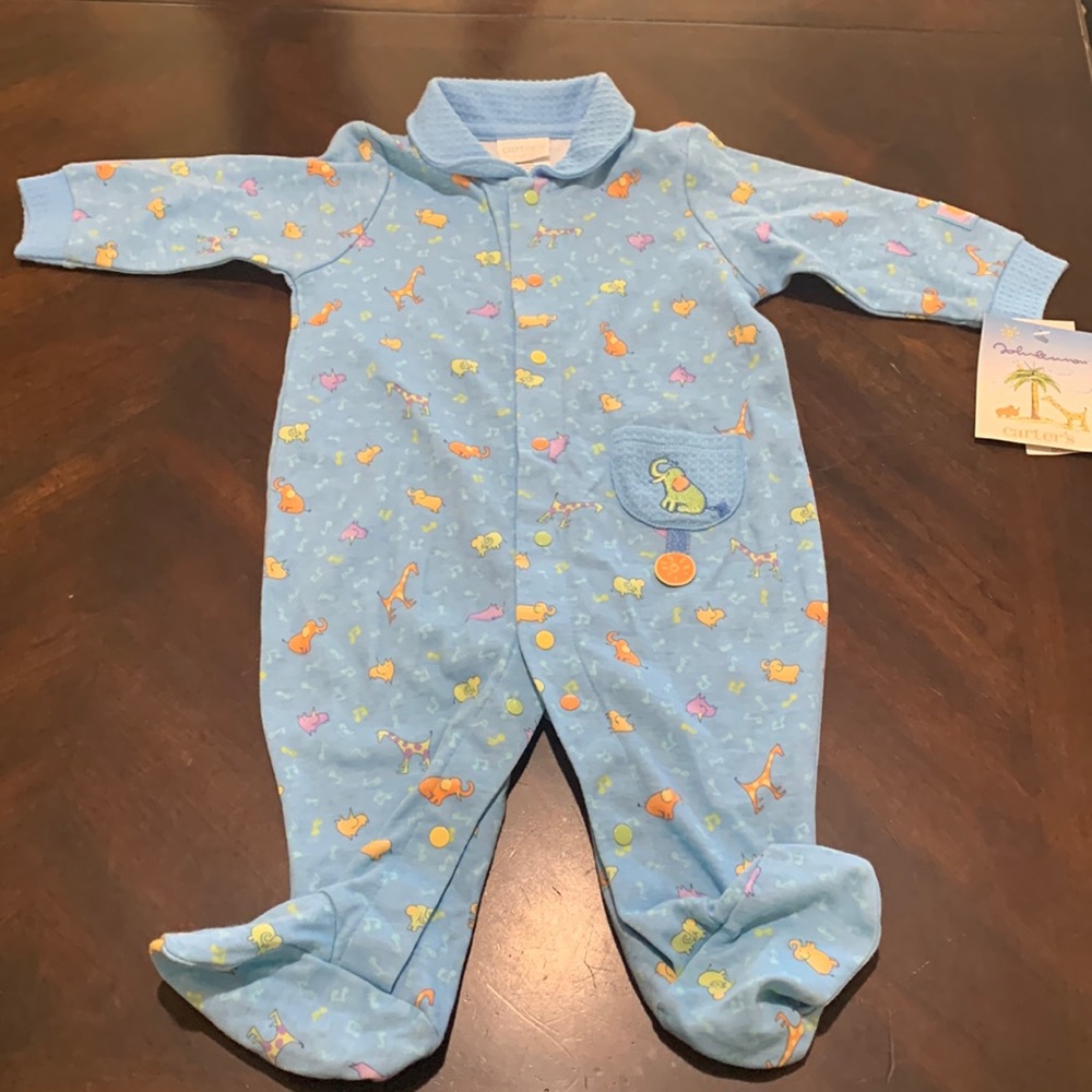 Vintage 2002 John Lennon Carter’s Baby Footie PJs. 3-6M NWT Blue Elephant Music